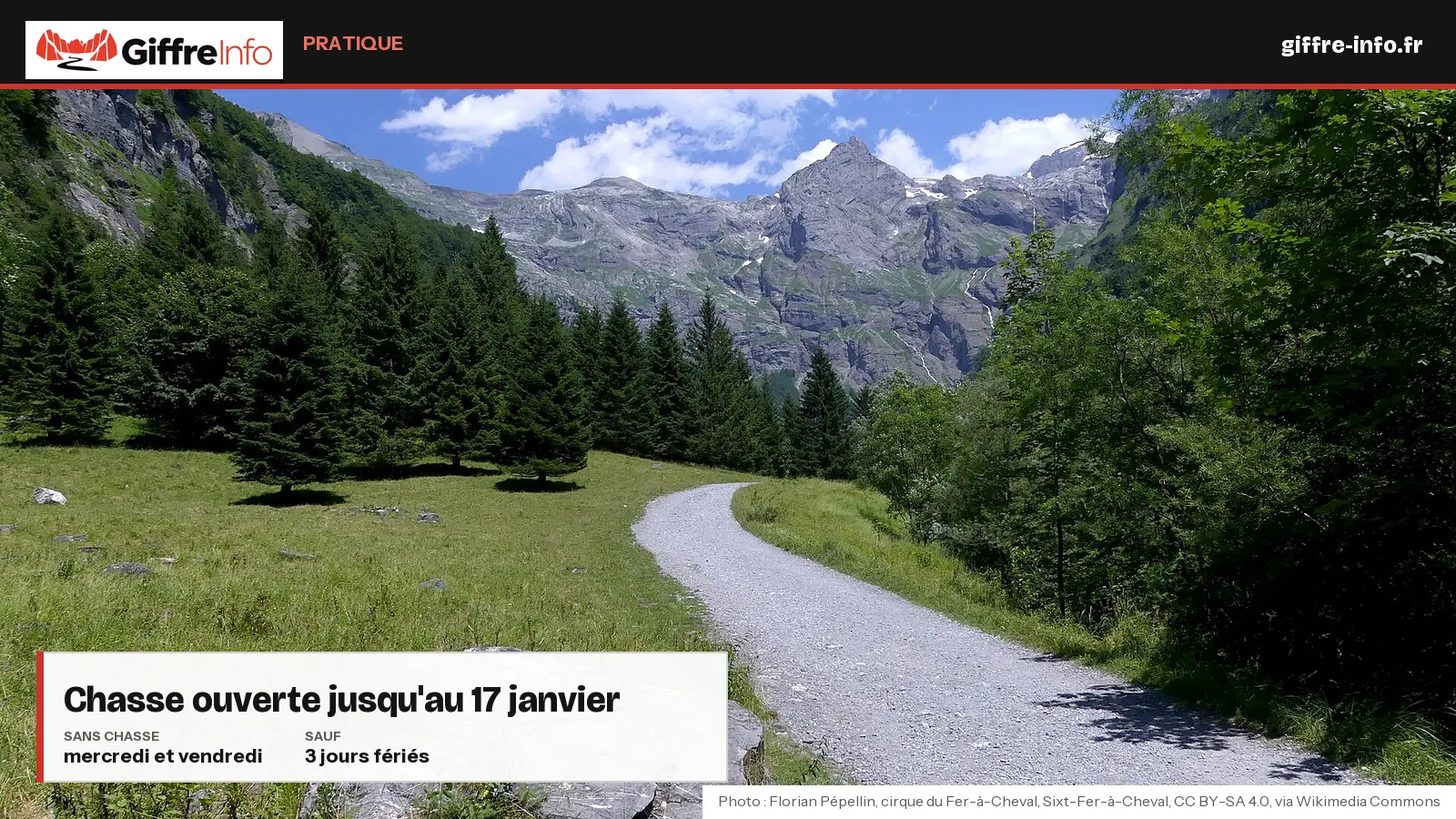 Sentier de randonnée balisé menant du cirque du Fer-à-Cheval au cirque du Bout-du-Monde, à Sixt-Fer-à-Cheval, illustrant la saison de chasse 2026-2027 en vallée du Giffre, ouverte du 13 septembre au 17 janvier.